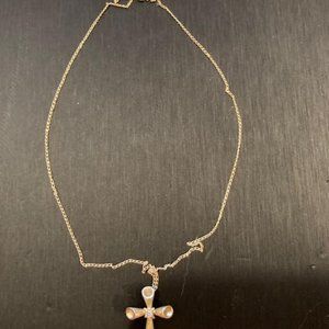 14K Gold Necklace with 14K Gold Cross and Diamond